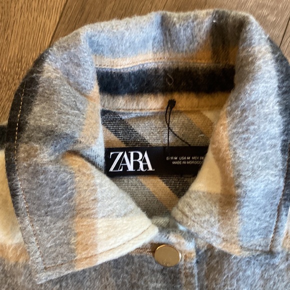 Zara Wool Blend Plaid Shacket Oversized Shirt Jacket Blogger Favorite Medium - Picture 7 of 10